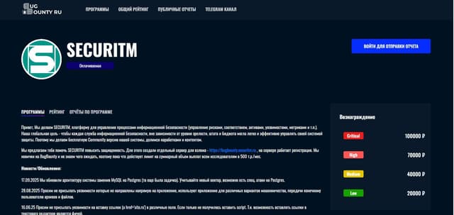 Платформа BugBounty.ru screenshot 1